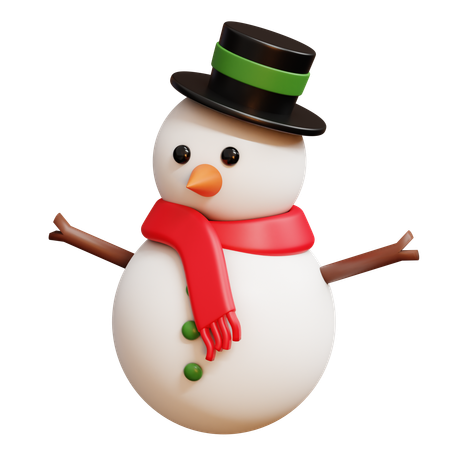 Muñeco de nieve con sombrero  3D Icon