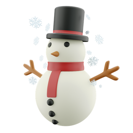 Muñeco de nieve con sombrero  3D Icon