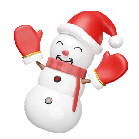 El muñeco de nieve sonriente está disfrutando de la Navidad.  3D Illustration