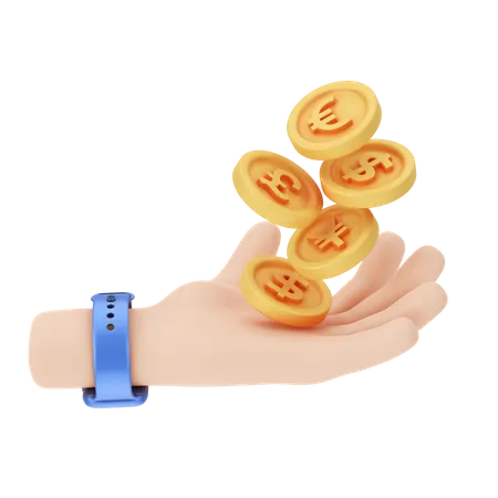 Münzen halten  3D Illustration