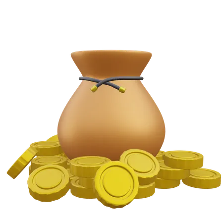 Munzen Und Tasche Geld Und Munzsymbol Abbildung 3D Icon