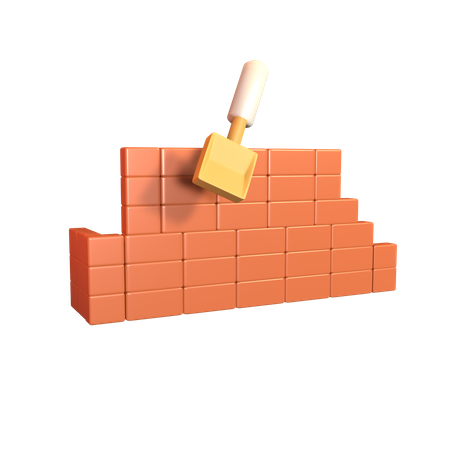 Mur de briques avec une truelle  3D Icon