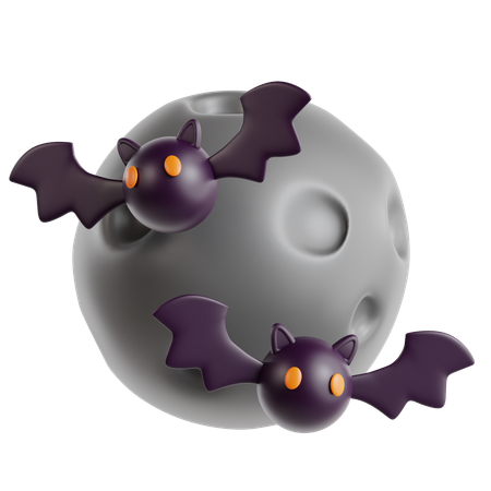 Murciélago de Halloween con luna  3D Icon