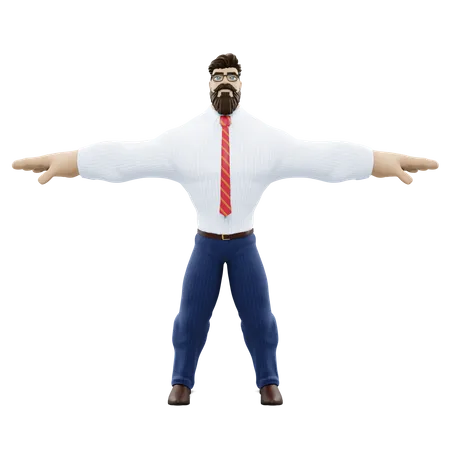 Muscular Businessman  3D Illustration