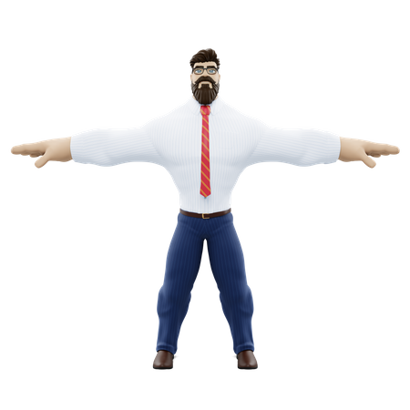 Muscular Businessman 3D Illustration