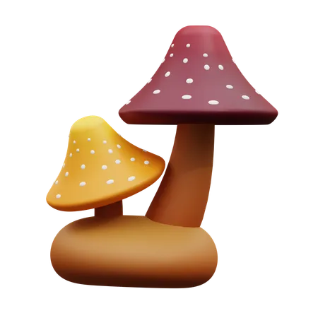 3 D Illustration Of Mushrooms 3D Icon