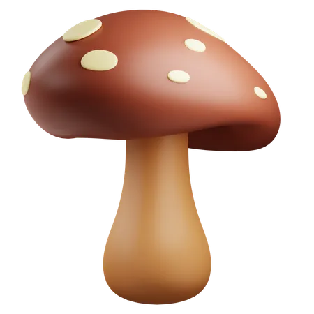 3 D Mushroom Illustration With Transparent Background 3D Icon