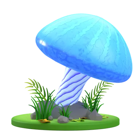 Mushroom Blue Cap  3D Icon