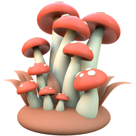 Mushroom Cluster  3D Icon