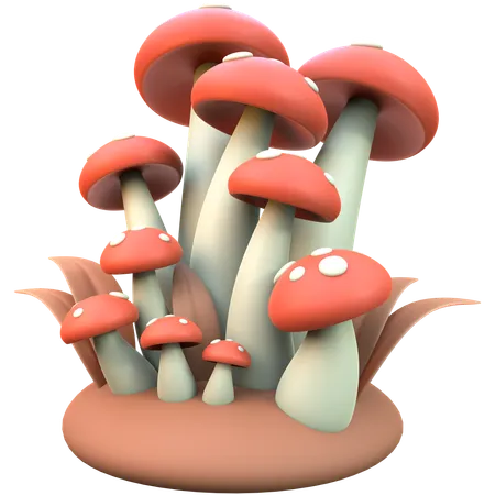 Mushroom Cluster  3D Icon