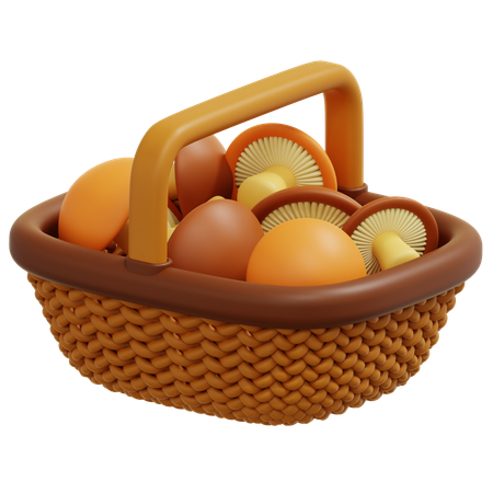 Mushroom In Basket  3D Icon