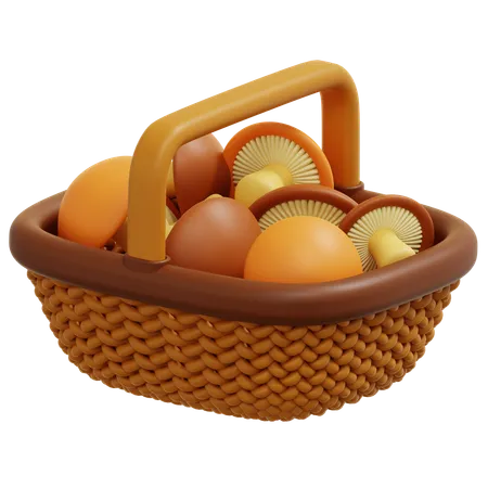 Mushroom In Basket  3D Icon