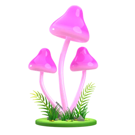 Mushroom Pink stem  3D Icon