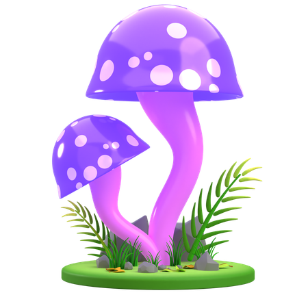 Mushroom Purple cap  3D Icon