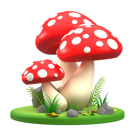 Mushroom Red and White Spotted  3D Icon