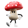 3d mushroom character thinking pose emoji