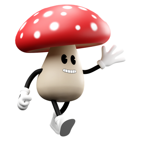 Mushroom walking 3D Illustration