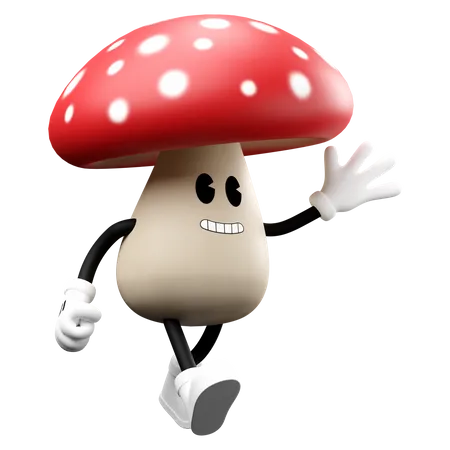 Mushroom walking  3D Illustration