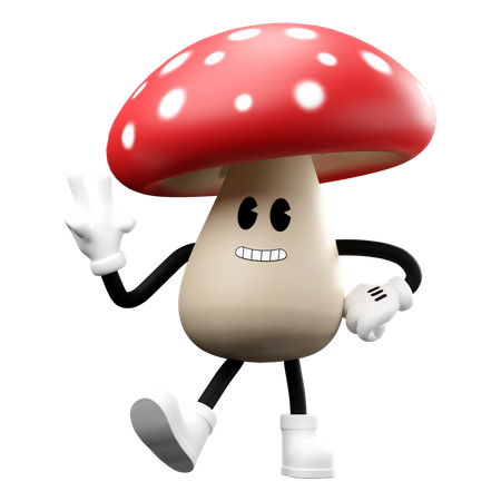 Mushroom with victory sign  3D Illustration