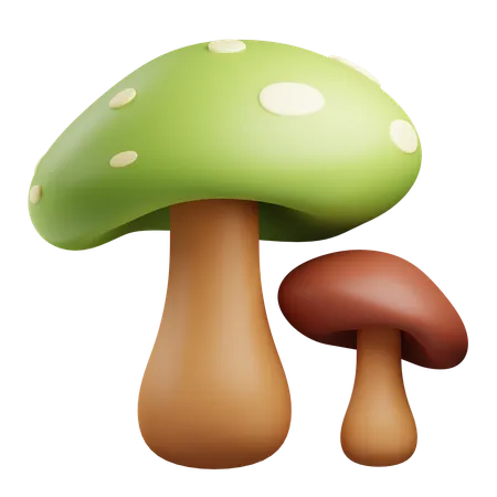 3 D Mushrooms Illustration With Transparent Background 3D Icon