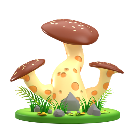 Mushrooms Spotted Brown  3D Icon