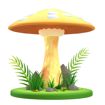 Mushrooms Yellow umbrella  3D Icon