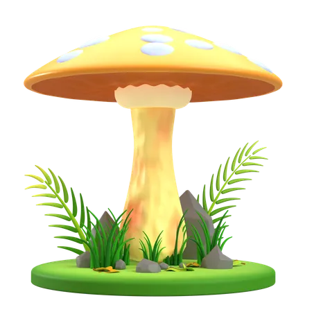 Mushrooms Yellow umbrella  3D Icon