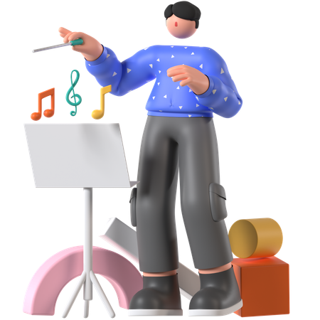 Music Composer play melodies  3D Illustration