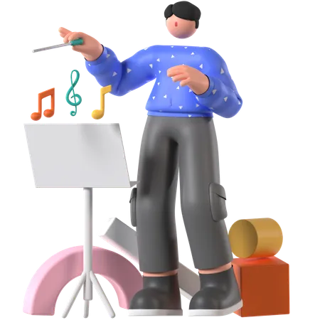 Music Composer play melodies  3D Illustration