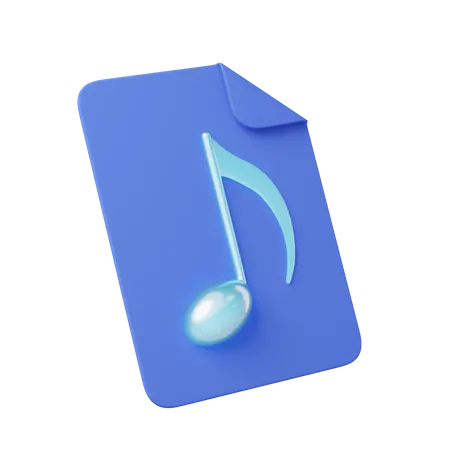 3 D 音楽ファイル アイコン。透明な背景に浮かぶ音符メロディー付きのドキュメント曲。コンピューター、 Web ブラウザー、スマートフォン上のファイル アイコン。最小限の滑らかな漫画アイコン。 3 D レンダリング。 3D Icon