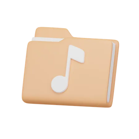 Music Folder With Transparent Background 3D Icon