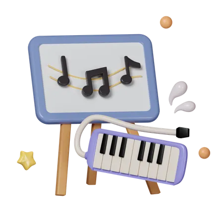 Music Instrument Cute Melodica Isolated On Background Icon Symbol Clipping Path 3 D Render Illustration 3D Icon