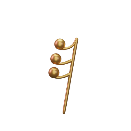 Music Note Gold  3D Icon