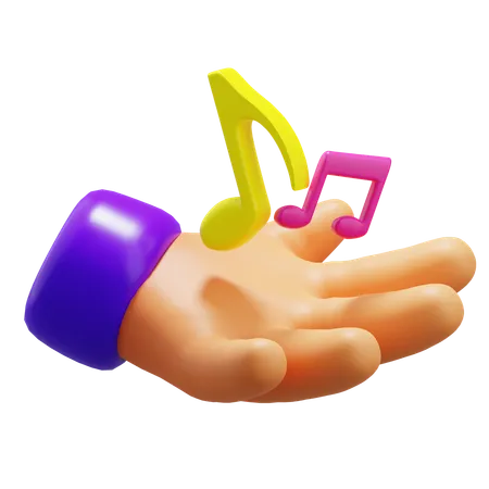 Music Note With Hand  3D Icon
