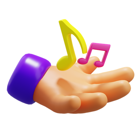 Music Note With Hand  3D Icon