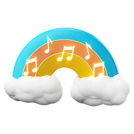 Music notes rainbow  3D Icon