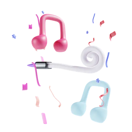 Music Party With Confetti 3D Icon