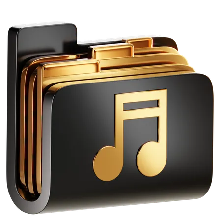 A Folder Icon Resembling Musical Notes Or Headphones Organizing Audio Related Content Or Music Files 3D Icon