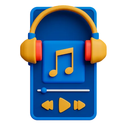 Music Player Application On Smartphone 3D Icon