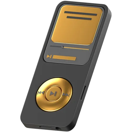 3 D Illustration Of A Black And Gold Music Player 3D Icon
