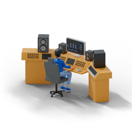 Music Production  3D Illustration