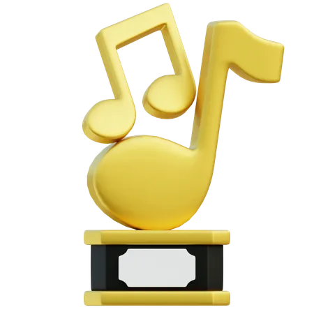 3 D Golden Trophy Featuring A Pair Of Music Notes Signifying Exceptional Accomplishments In Music Performance Composition Or Education 3D Icon