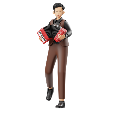 Musician Playing Accordion  3D Icon