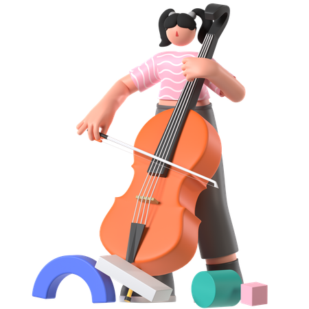 Musician playing Cello  3D Illustration