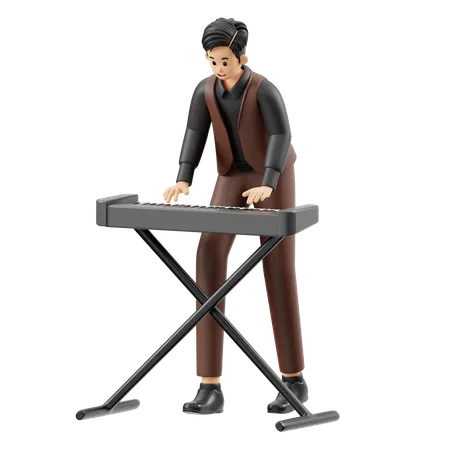 Musician Playing Keyboard  3D Illustration