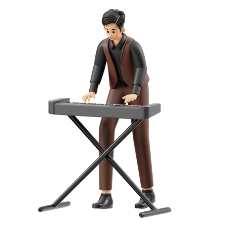 Musician Playing Keyboard  3D Illustration