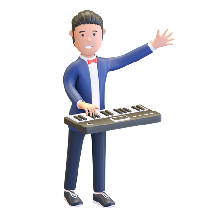 Musician playing piano  3D Illustration