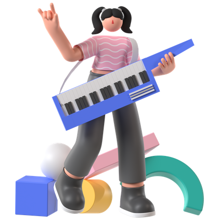 Musician playing Piano  3D Illustration