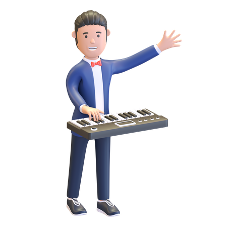 Musician playing piano 3D Illustration
