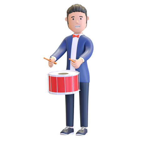 Musician playing snare drum  3D Icon